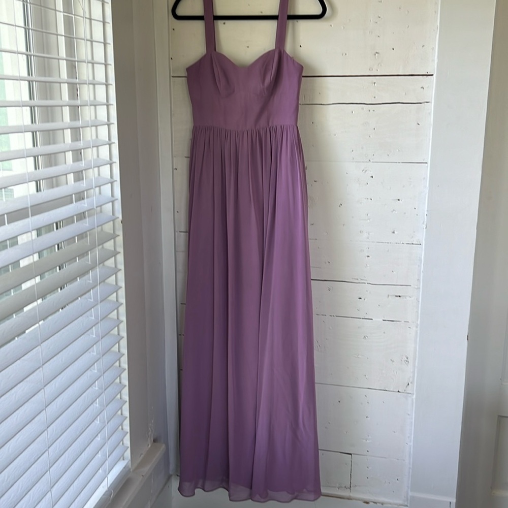 Azazie Gabby Dress in Wisteria Size A4, bridesmaid floor length (small stain)